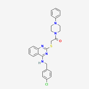 molecular formula C27H26ClN5OS B6522608 2-[(4-{[(4-chlorophenyl)methyl]amino}quinazolin-2-yl)sulfanyl]-1-(4-phenylpiperazin-1-yl)ethan-1-one CAS No. 422532-10-3