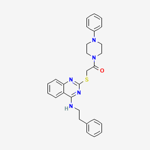 molecular formula C28H29N5OS B6522610 2-({4-[(2-phenylethyl)amino]quinazolin-2-yl}sulfanyl)-1-(4-phenylpiperazin-1-yl)ethan-1-one CAS No. 422532-47-6