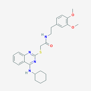 molecular formula C26H32N4O3S B6522619 2-{[4-(cyclohexylamino)quinazolin-2-yl]sulfanyl}-N-[2-(3,4-dimethoxyphenyl)ethyl]acetamide CAS No. 688355-13-7