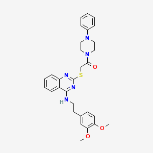 molecular formula C30H33N5O3S B6522632 2-[(4-{[2-(3,4-dimethoxyphenyl)ethyl]amino}quinazolin-2-yl)sulfanyl]-1-(4-phenylpiperazin-1-yl)ethan-1-one CAS No. 422533-67-3