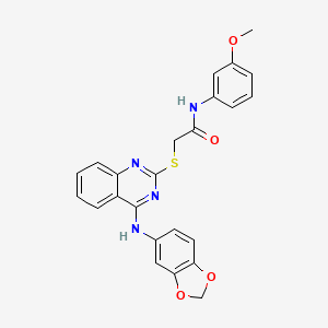 2-({4-[(2H-1,3-benzodioxol-5-yl)amino]quinazolin-2-yl}sulfanyl)-N-(3-methoxyphenyl)acetamide