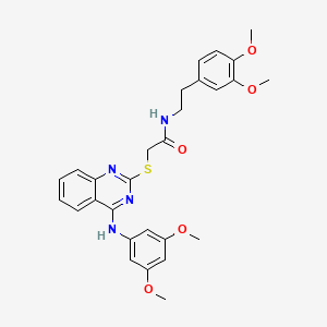 molecular formula C28H30N4O5S B6522639 2-({4-[(3,5-dimethoxyphenyl)amino]quinazolin-2-yl}sulfanyl)-N-[2-(3,4-dimethoxyphenyl)ethyl]acetamide CAS No. 688356-44-7