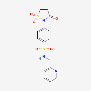 molecular formula C15H15N3O5S2 B6522690 N-[(pyridin-2-yl)methyl]-4-(1,1,3-trioxo-1lambda6,2-thiazolidin-2-yl)benzene-1-sulfonamide CAS No. 951898-08-1