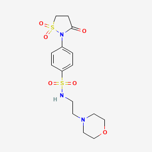 molecular formula C15H21N3O6S2 B6522691 N-[2-(morpholin-4-yl)ethyl]-4-(1,1,3-trioxo-1lambda6,2-thiazolidin-2-yl)benzene-1-sulfonamide CAS No. 951897-77-1