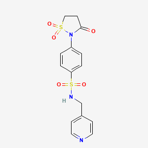 molecular formula C15H15N3O5S2 B6522695 N-[(pyridin-4-yl)methyl]-4-(1,1,3-trioxo-1lambda6,2-thiazolidin-2-yl)benzene-1-sulfonamide CAS No. 951898-14-9
