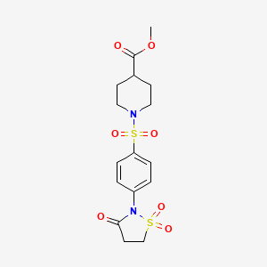 molecular formula C16H20N2O7S2 B6522699 methyl 1-[4-(1,1,3-trioxo-1lambda6,2-thiazolidin-2-yl)benzenesulfonyl]piperidine-4-carboxylate CAS No. 951898-29-6