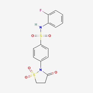 molecular formula C15H13FN2O5S2 B6522706 N-(2-fluorophenyl)-4-(1,1,3-trioxo-1lambda6,2-thiazolidin-2-yl)benzene-1-sulfonamide CAS No. 951898-70-7
