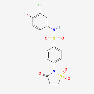 molecular formula C15H12ClFN2O5S2 B6522727 N-(3-chloro-4-fluorophenyl)-4-(1,1,3-trioxo-1lambda6,2-thiazolidin-2-yl)benzene-1-sulfonamide CAS No. 951898-86-5