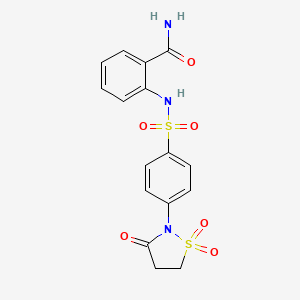 molecular formula C16H15N3O6S2 B6522729 2-[4-(1,1,3-trioxo-1lambda6,2-thiazolidin-2-yl)benzenesulfonamido]benzamide CAS No. 951899-94-8