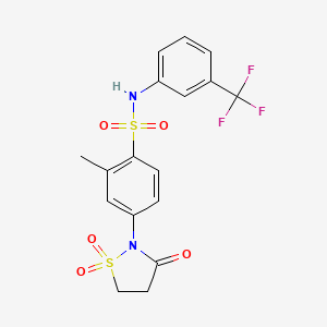 molecular formula C17H15F3N2O5S2 B6522743 2-methyl-N-[3-(trifluoromethyl)phenyl]-4-(1,1,3-trioxo-1lambda6,2-thiazolidin-2-yl)benzene-1-sulfonamide CAS No. 951901-25-0