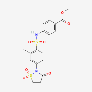 molecular formula C18H18N2O7S2 B6522750 methyl 4-[2-methyl-4-(1,1,3-trioxo-1lambda6,2-thiazolidin-2-yl)benzenesulfonamido]benzoate CAS No. 951901-45-4