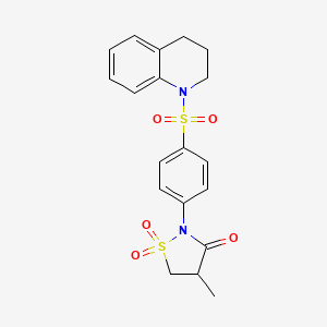 molecular formula C19H20N2O5S2 B6522774 4-methyl-2-[4-(1,2,3,4-tetrahydroquinoline-1-sulfonyl)phenyl]-1lambda6,2-thiazolidine-1,1,3-trione CAS No. 951896-08-5