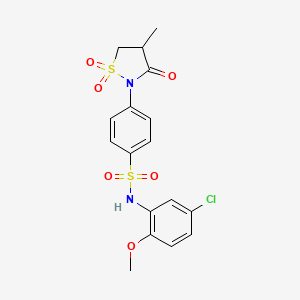 molecular formula C17H17ClN2O6S2 B6522781 N-(5-chloro-2-methoxyphenyl)-4-(4-methyl-1,1,3-trioxo-1lambda6,2-thiazolidin-2-yl)benzene-1-sulfonamide CAS No. 951896-59-6