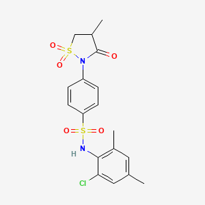 molecular formula C18H19ClN2O5S2 B6522787 N-(2-chloro-4,6-dimethylphenyl)-4-(4-methyl-1,1,3-trioxo-1lambda6,2-thiazolidin-2-yl)benzene-1-sulfonamide CAS No. 951896-55-2