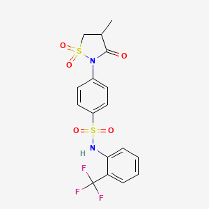 molecular formula C17H15F3N2O5S2 B6522788 4-(4-methyl-1,1,3-trioxo-1lambda6,2-thiazolidin-2-yl)-N-[2-(trifluoromethyl)phenyl]benzene-1-sulfonamide CAS No. 951896-99-4