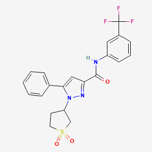 molecular formula C21H18F3N3O3S B6522793 1-(1,1-dioxo-1lambda6-thiolan-3-yl)-5-phenyl-N-[3-(trifluoromethyl)phenyl]-1H-pyrazole-3-carboxamide CAS No. 942721-07-5