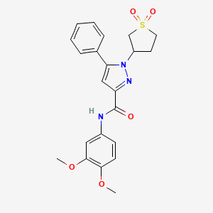 molecular formula C22H23N3O5S B6522799 N-(3,4-dimethoxyphenyl)-1-(1,1-dioxo-1lambda6-thiolan-3-yl)-5-phenyl-1H-pyrazole-3-carboxamide CAS No. 942743-65-9