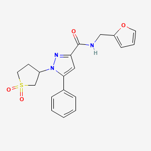 molecular formula C19H19N3O4S B6522812 1-(1,1-dioxo-1lambda6-thiolan-3-yl)-N-[(furan-2-yl)methyl]-5-phenyl-1H-pyrazole-3-carboxamide CAS No. 942678-45-7
