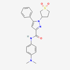 molecular formula C22H24N4O3S B6522820 N-[4-(dimethylamino)phenyl]-1-(1,1-dioxo-1lambda6-thiolan-3-yl)-5-phenyl-1H-pyrazole-3-carboxamide CAS No. 942743-71-7