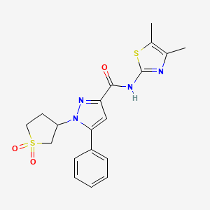 molecular formula C19H20N4O3S2 B6522827 N-(4,5-dimethyl-1,3-thiazol-2-yl)-1-(1,1-dioxo-1lambda6-thiolan-3-yl)-5-phenyl-1H-pyrazole-3-carboxamide CAS No. 942678-49-1