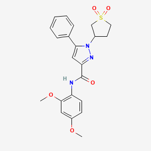molecular formula C22H23N3O5S B6522833 N-(2,4-dimethoxyphenyl)-1-(1,1-dioxo-1lambda6-thiolan-3-yl)-5-phenyl-1H-pyrazole-3-carboxamide CAS No. 942721-13-3