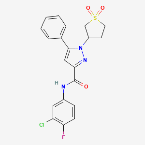 molecular formula C20H17ClFN3O3S B6522839 N-(3-chloro-4-fluorophenyl)-1-(1,1-dioxo-1lambda6-thiolan-3-yl)-5-phenyl-1H-pyrazole-3-carboxamide CAS No. 942743-74-0