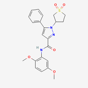 molecular formula C22H23N3O5S B6522845 N-(2,5-dimethoxyphenyl)-1-(1,1-dioxo-1lambda6-thiolan-3-yl)-5-phenyl-1H-pyrazole-3-carboxamide CAS No. 942678-51-5