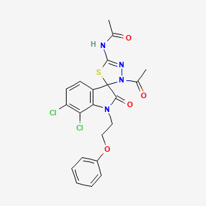 molecular formula C21H18Cl2N4O4S B6522851 N-[3'-acetyl-6,7-dichloro-2-oxo-1-(2-phenoxyethyl)-1,2-dihydro-3'H-spiro[indole-3,2'-[1,3,4]thiadiazole]-5'-yl]acetamide CAS No. 919244-68-1