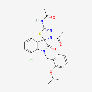 molecular formula C23H23ClN4O4S B6522858 N-(3'-acetyl-7-chloro-2-oxo-1-{[2-(propan-2-yloxy)phenyl]methyl}-1,2-dihydro-3'H-spiro[indole-3,2'-[1,3,4]thiadiazole]-5'-yl)acetamide CAS No. 919244-84-1