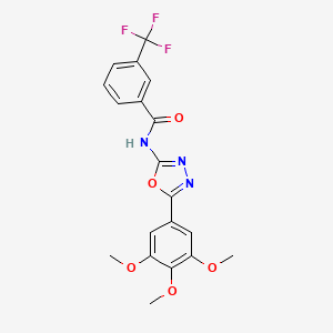 molecular formula C19H16F3N3O5 B6522876 3-(trifluoromethyl)-N-[5-(3,4,5-trimethoxyphenyl)-1,3,4-oxadiazol-2-yl]benzamide CAS No. 891118-59-5