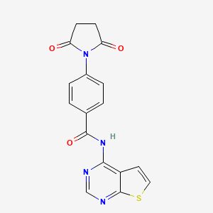 molecular formula C17H12N4O3S B6522914 4-(2,5-dioxopyrrolidin-1-yl)-N-{thieno[2,3-d]pyrimidin-4-yl}benzamide CAS No. 1004052-97-4