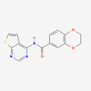 molecular formula C15H11N3O3S B6522922 N-{thieno[2,3-d]pyrimidin-4-yl}-2,3-dihydro-1,4-benzodioxine-6-carboxamide CAS No. 1004053-55-7