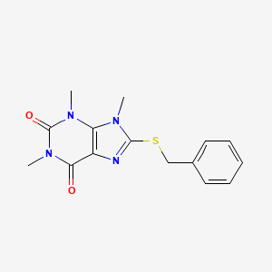 molecular formula C15H16N4O2S B6522951 8-(benzylsulfanyl)-1,3,9-trimethyl-2,3,6,9-tetrahydro-1H-purine-2,6-dione CAS No. 6315-62-4