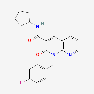 molecular formula C21H20FN3O2 B6522999 N-cyclopentyl-1-[(4-fluorophenyl)methyl]-2-oxo-1,2-dihydro-1,8-naphthyridine-3-carboxamide CAS No. 946251-87-2