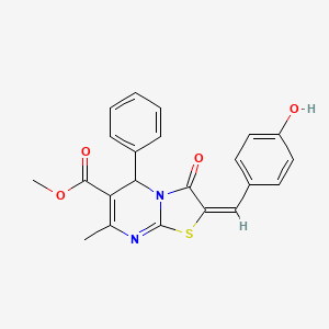molecular formula C22H18N2O4S B6523101 methyl (2E)-2-[(4-hydroxyphenyl)methylidene]-7-methyl-3-oxo-5-phenyl-2H,3H,5H-[1,3]thiazolo[3,2-a]pyrimidine-6-carboxylate CAS No. 358352-59-7