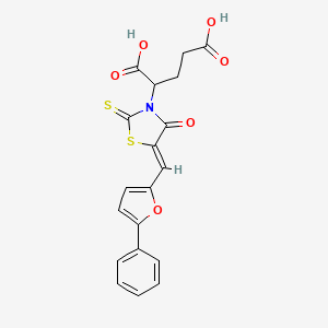 molecular formula C19H15NO6S2 B6523145 2-[(5Z)-4-oxo-5-[(5-phenylfuran-2-yl)methylidene]-2-sulfanylidene-1,3-thiazolidin-3-yl]pentanedioic acid CAS No. 875302-83-3