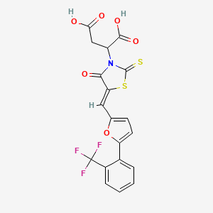 2-[(5Z)-4-oxo-2-sulfanylidene-5-({5-[2-(trifluoromethyl)phenyl]furan-2-yl}methylidene)-1,3-thiazolidin-3-yl]butanedioic acid