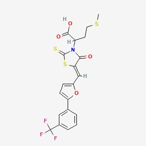 molecular formula C20H16F3NO4S3 B6523163 4-(methylsulfanyl)-2-[(5Z)-4-oxo-2-sulfanylidene-5-({5-[3-(trifluoromethyl)phenyl]furan-2-yl}methylidene)-1,3-thiazolidin-3-yl]butanoic acid CAS No. 875286-10-5
