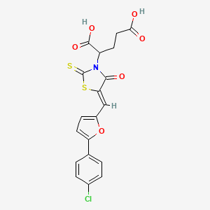 molecular formula C19H14ClNO6S2 B6523166 2-[(5Z)-5-{[5-(4-chlorophenyl)furan-2-yl]methylidene}-4-oxo-2-sulfanylidene-1,3-thiazolidin-3-yl]pentanedioic acid CAS No. 875286-41-2
