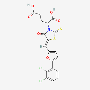 molecular formula C19H13Cl2NO6S2 B6523186 2-[(5Z)-5-{[5-(2,3-dichlorophenyl)furan-2-yl]methylidene}-4-oxo-2-sulfanylidene-1,3-thiazolidin-3-yl]pentanedioic acid CAS No. 875285-90-8