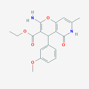 molecular formula C19H20N2O5 B6523193 ethyl 2-amino-4-(3-methoxyphenyl)-7-methyl-5-oxo-4H,5H,6H-pyrano[3,2-c]pyridine-3-carboxylate CAS No. 883486-36-0