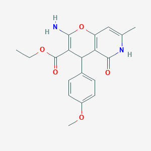 molecular formula C19H20N2O5 B6523196 ethyl 2-amino-4-(4-methoxyphenyl)-7-methyl-5-oxo-4H,5H,6H-pyrano[3,2-c]pyridine-3-carboxylate CAS No. 193888-04-9