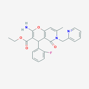ethyl 2-amino-4-(2-fluorophenyl)-7-methyl-5-oxo-6-[(pyridin-2-yl)methyl]-4H,5H,6H-pyrano[3,2-c]pyridine-3-carboxylate