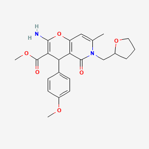methyl 2-amino-4-(4-methoxyphenyl)-7-methyl-5-oxo-6-[(oxolan-2-yl)methyl]-4H,5H,6H-pyrano[3,2-c]pyridine-3-carboxylate