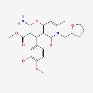 molecular formula C24H28N2O7 B6523220 methyl 2-amino-4-(3,4-dimethoxyphenyl)-7-methyl-5-oxo-6-[(oxolan-2-yl)methyl]-4H,5H,6H-pyrano[3,2-c]pyridine-3-carboxylate CAS No. 883489-86-9