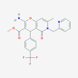 molecular formula C24H20F3N3O4 B6523222 methyl 2-amino-7-methyl-5-oxo-6-[(pyridin-2-yl)methyl]-4-[4-(trifluoromethyl)phenyl]-4H,5H,6H-pyrano[3,2-c]pyridine-3-carboxylate CAS No. 883490-26-4