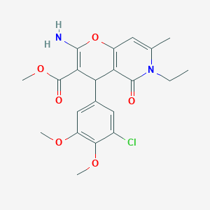 molecular formula C21H23ClN2O6 B6523224 methyl 2-amino-4-(3-chloro-4,5-dimethoxyphenyl)-6-ethyl-7-methyl-5-oxo-4H,5H,6H-pyrano[3,2-c]pyridine-3-carboxylate CAS No. 883490-90-2