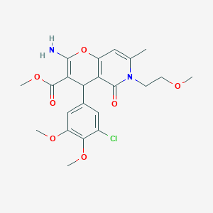 methyl 2-amino-4-(3-chloro-4,5-dimethoxyphenyl)-6-(2-methoxyethyl)-7-methyl-5-oxo-4H,5H,6H-pyrano[3,2-c]pyridine-3-carboxylate