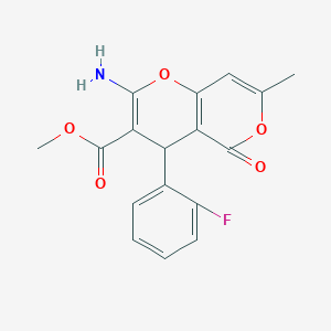 molecular formula C17H14FNO5 B6523244 methyl 2-amino-4-(2-fluorophenyl)-7-methyl-5-oxo-4H,5H-pyrano[3,2-c]pyran-3-carboxylate CAS No. 883510-09-6