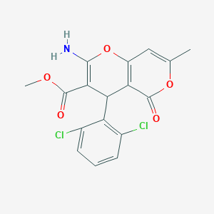 molecular formula C17H13Cl2NO5 B6523249 methyl 2-amino-4-(2,6-dichlorophenyl)-7-methyl-5-oxo-4H,5H-pyrano[3,2-c]pyran-3-carboxylate CAS No. 883510-98-3